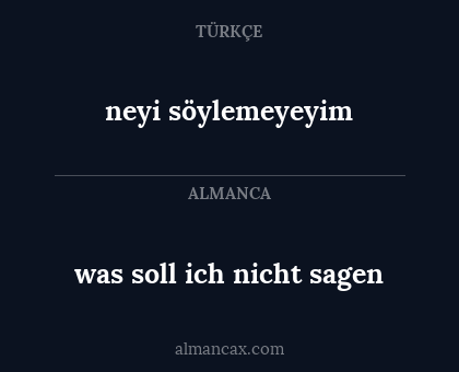 neyi söylemeyeyim - was soll ich nicht sagen