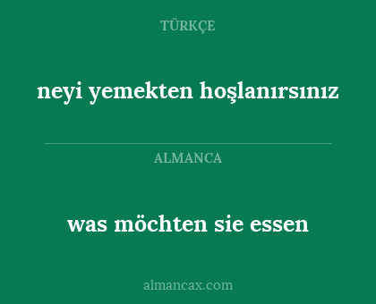 was möchten sie essen - neyi yemekten hoşlanırsınız