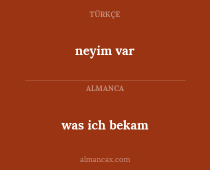 was ich bekam - neyim var