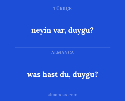 was hast du, duygu? - neyin var, duygu?