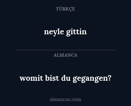 neyle gittin - womit bist du gegangen?