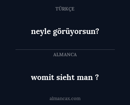 neyle görüyorsun? - womit sieht man ?