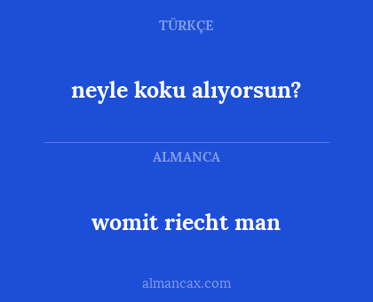 womit riecht man - neyle koku alıyorsun?