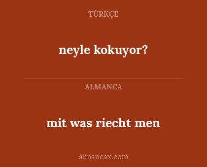 neyle kokuyor? - mit was riecht men