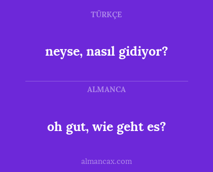 neyse, nasıl gidiyor? - oh gut, wie geht es?