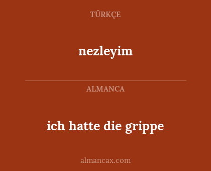 nezleyim - ich hatte die grippe