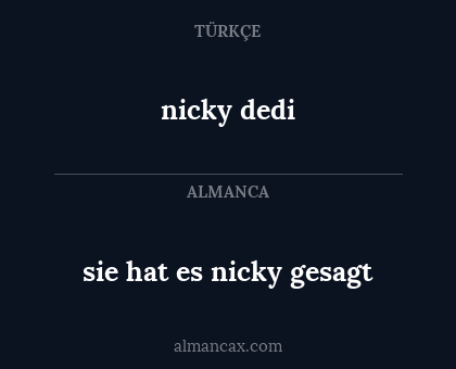 nicky dedi - sie hat es nicky gesagt
