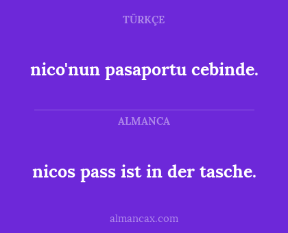 nicos pass ist in der tasche. - nico'nun pasaportu cebinde.