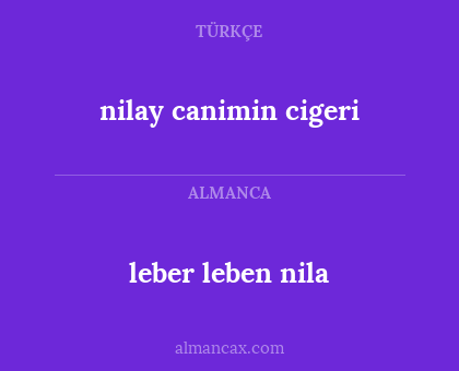 leber leben nila - nilay canimin cigeri