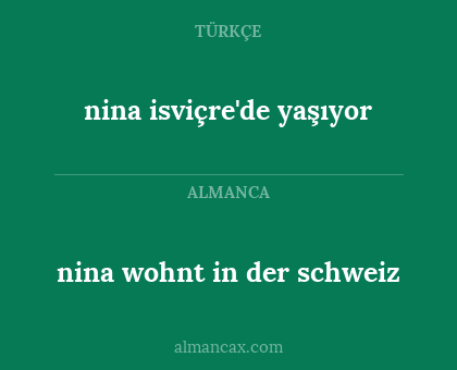 nina wohnt in der schweiz - nina isviçre'de yaşıyor