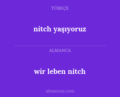 wir leben nitch - nitch yaşıyoruz