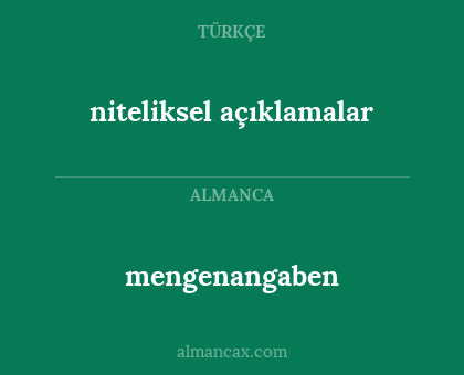 niteliksel açıklamalar - mengenangaben