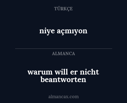 warum will er nicht beantworten - niye açmıyon