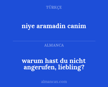warum hast du nicht angerufen, liebling? - niye aramadin canim