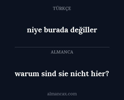 niye burada değiller - warum sind sie nicht hier?