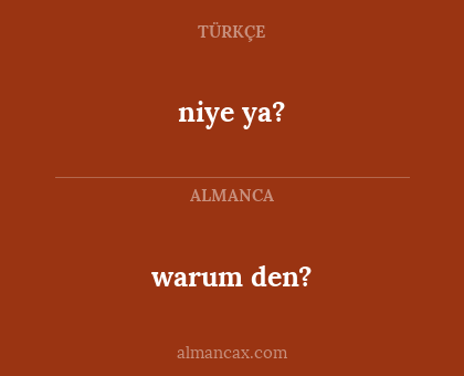 niye ya? - warum den?