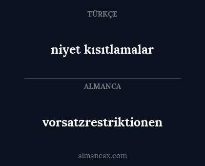vorsatzrestriktionen - niyet kısıtlamalar