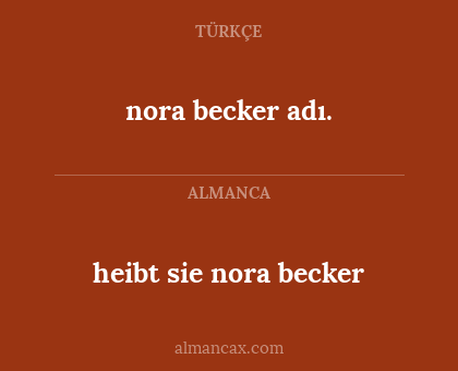 heibt sie nora becker - nora becker adı.