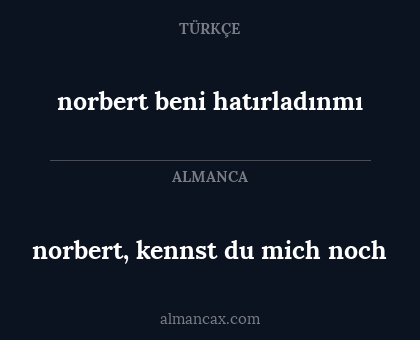 norbert beni hatırladınmı - norbert, kennst du mich noch