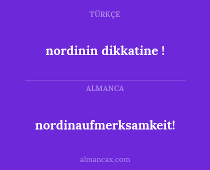 nordinin dikkatine ! - nordinaufmerksamkeit!