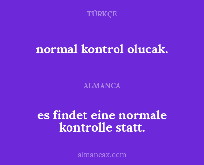 normal kontrol olucak. - es findet eine normale kontrolle statt.