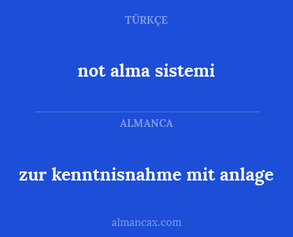 not alma sistemi - zur kenntnisnahme mit anlage