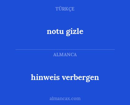notu gizle - hinweis verbergen