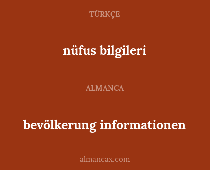 bevölkerung informationen - nüfus bilgileri