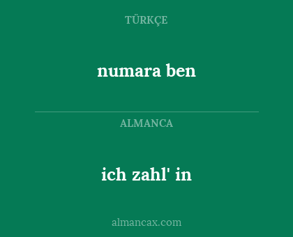 numara ben - ich zahl' in