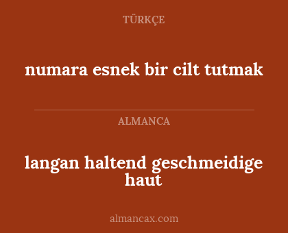 numara esnek bir cilt tutmak - langan haltend geschmeidige haut