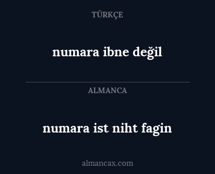 numara ibne değil - numara ist niht fagin
