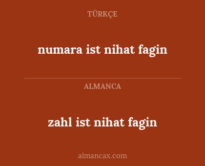 numara ist nihat fagin - zahl ist nihat fagin