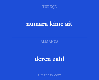 numara kime ait - deren zahl