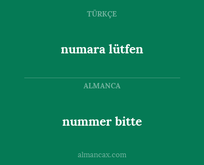 nummer bitte - numara lütfen