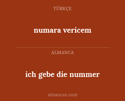 ich gebe die nummer - numara vericem