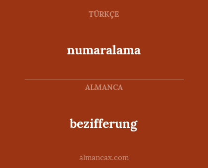 numaralama - bezifferung