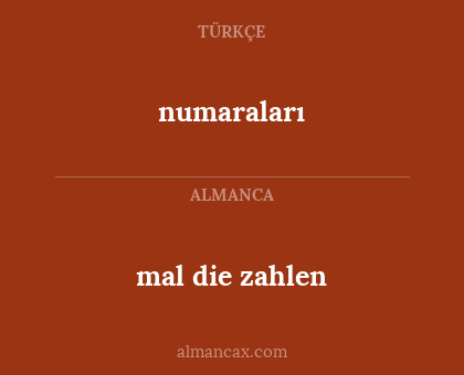 numaraları - mal die zahlen