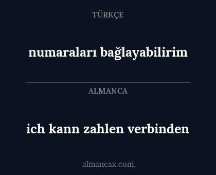 numaraları bağlayabilirim - ich kann zahlen verbinden