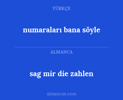 sag mir die zahlen - numaraları bana söyle