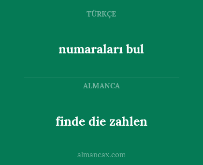 numaraları bul - finde die zahlen