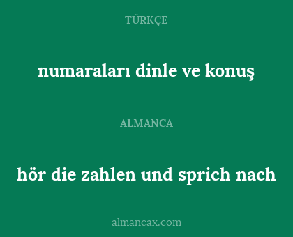 hör die zahlen und sprich nach - numaraları dinle ve konuş