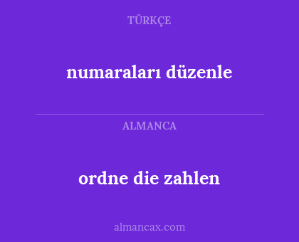 numaraları düzenle - ordne die zahlen