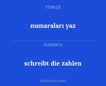 numaraları yaz - schreibt die zahlen