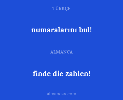 finde die zahlen! - numaralarını bul!