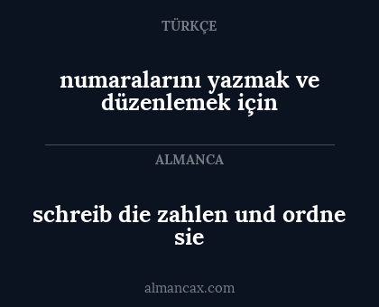 schreib die zahlen und ordne sie - numaralarını yazmak ve düzenlemek için