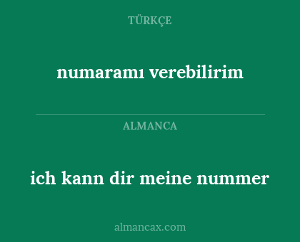numaramı verebilirim - ich kann dir meine nummer