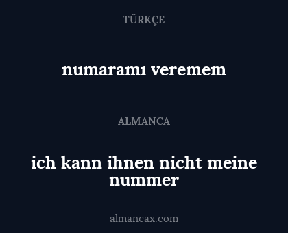 numaramı veremem - ich kann ihnen nicht meine nummer