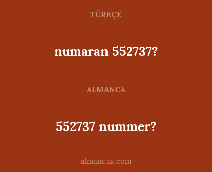 numaran 552737? - 552737 nummer?