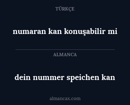 dein nummer speichen kan - numaran kan konuşabilir mi