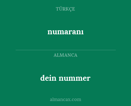 dein nummer - numaranı